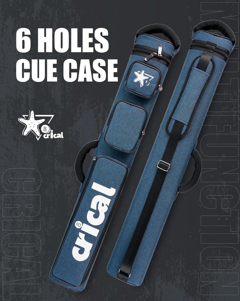 CRICAL Pool Cue Case 2x4 Hard Pool Stick Case Holds 2 Butts and 4 Shafts for Adults Billiard Cue Case with Soft Shoulder Straps - Image 2